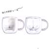 Wholesale home double -layer water cup Winnin Cup Breakfast Milk Cup Kitten Glass Cute Animal Men and Women Couple Cup