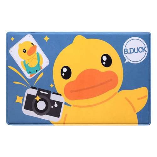 Cartoon little yellow duck bathroom floor mat absorbent non-slip mat home bathroom Falay velvet foot mat toilet door mat