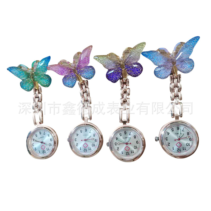 wholesale medical Nurse watch Cartoon Nurse Pocket Watch butterfly Nurse Table Quartz watch student examination