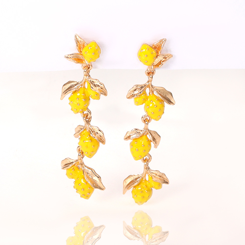 Alloy Drop Oil Lemon Earrings Fashion Natural Earrings Wholesale Nihaojewelry display picture 27