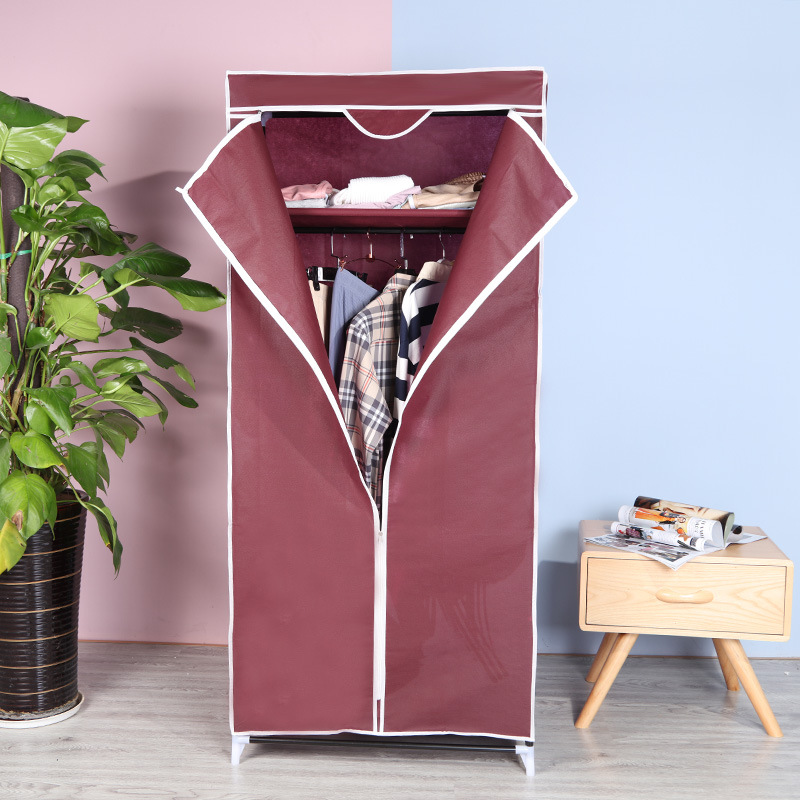 Non-woven fabric wardrobe simple dust-proof fabric garment cabinet, foldable assembly storage reinforced hanging clothes sturdy