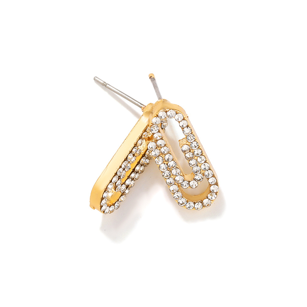 Fashion Paperclip Diamond Earrings Nuevos Pendientes De Espina De Pescado display picture 3