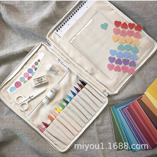 INS-style Kids' Canvas Pencil Case, Large-Capacity Crayon Organizer, Multi-Functional Stationery Bag, Versatile Brush Pouch