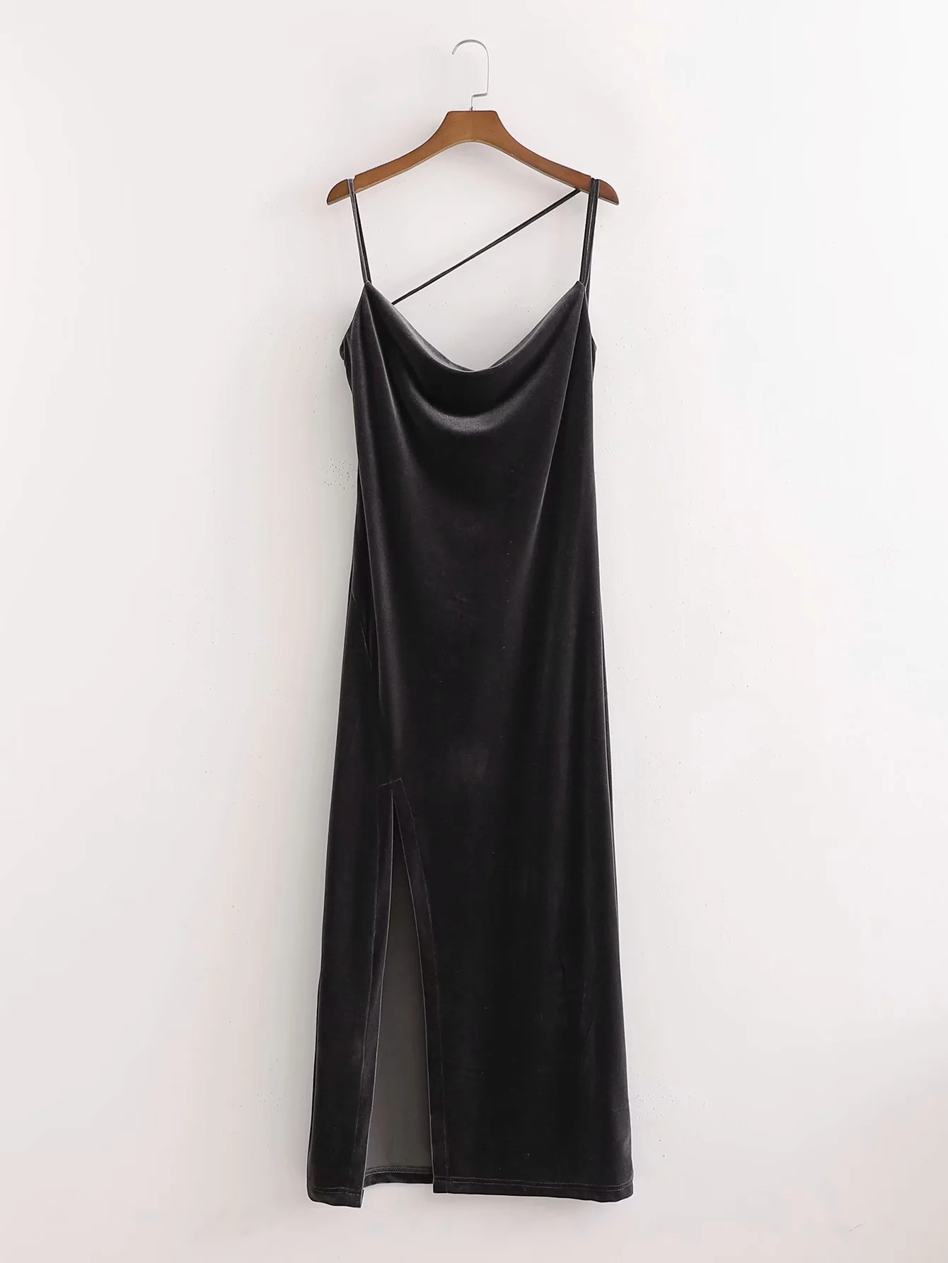 XXJ14 2020冬季新款女装时尚百搭天鹅绒连衣裙