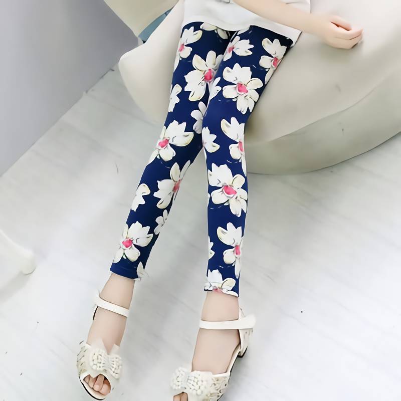 Kids Girls Leggings Spring Flower Childr...