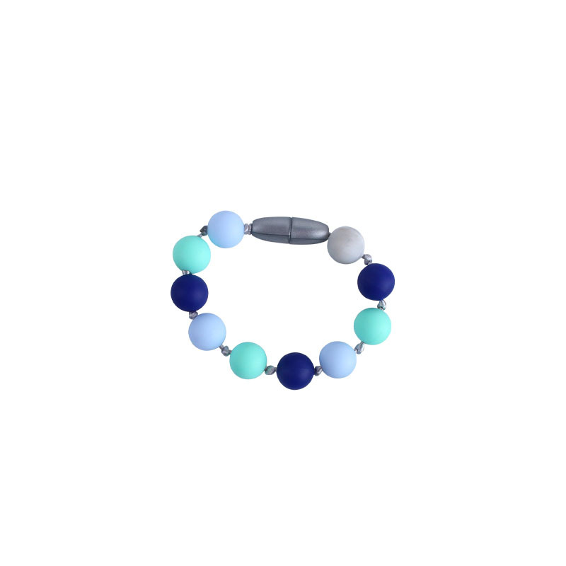 Venta caliente forma de Rosa collar de silicona mordedor masticable colgante infantil molar mordedor de silicona pulsera de cuentas