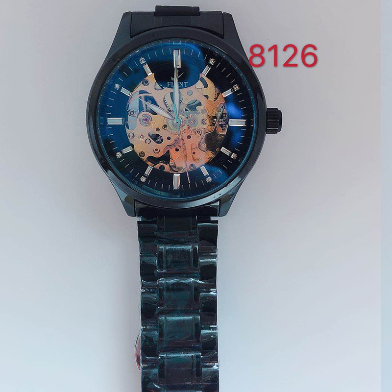 Nueva moda FLENT reloj mecánico de los hombres correa de acero reloj mecánico automático de negocios Flying Wave 8126