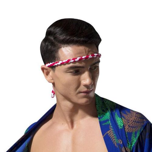 Men's Sumo Cotton Linen Headband with Japanese Style and Bear Big Head Wrap Adjustable Six Feet [Headband]