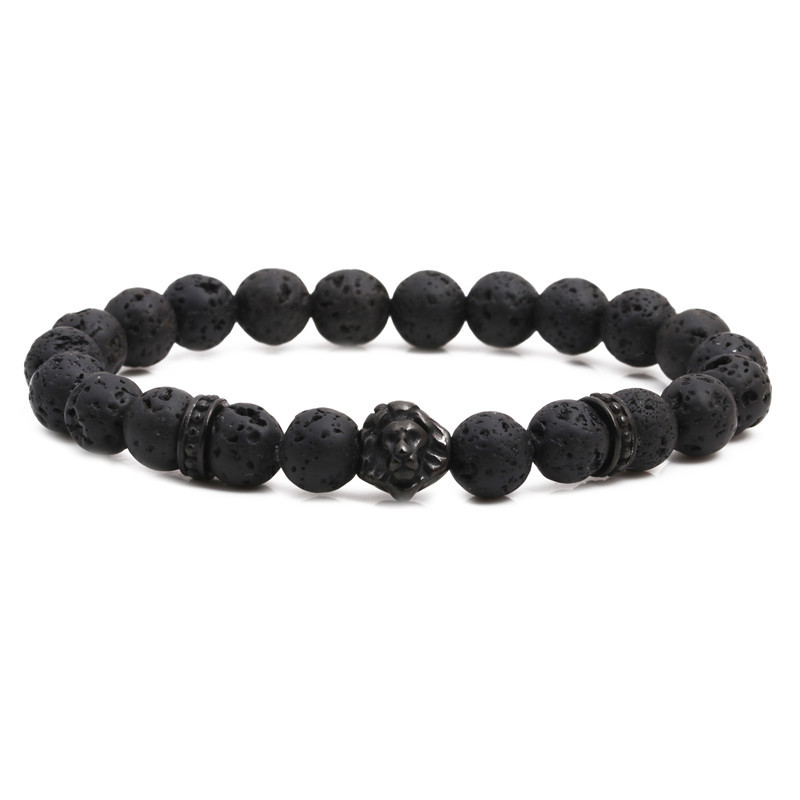 New Product Hot Sale Volcanic Frosted Stone Lion Head Beaded Set Diy Bracelet Wholesale Nihaojewelry display picture 4