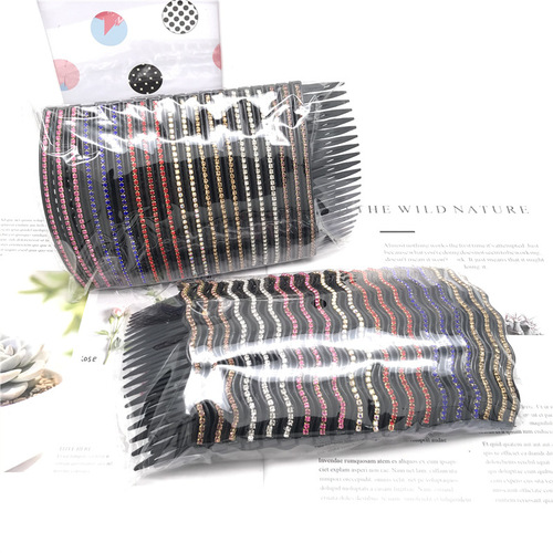 Plastic 11 cm large single row diamond-encrusted straight wavy hair comb insert comb two yuan shop one yuan a piece of hair accessories