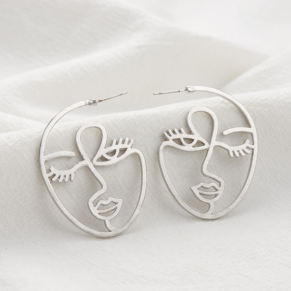 Mode Boucles D&#39;oreilles En Alliage Simple Visage Boucles D&#39;oreilles Portrait En Gros display picture 9