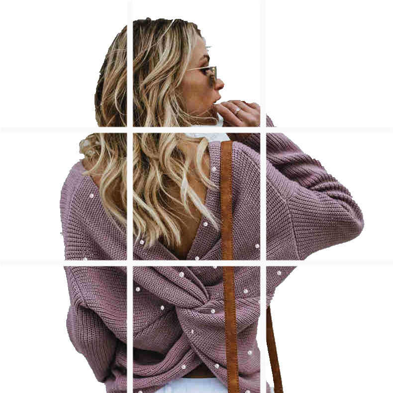 Suéter de punto con cuello redondo y espalda descubierta para mujer, estilo cruzado, para ir al trabajo, novedad de Amazon para otoño e invierno de 2025