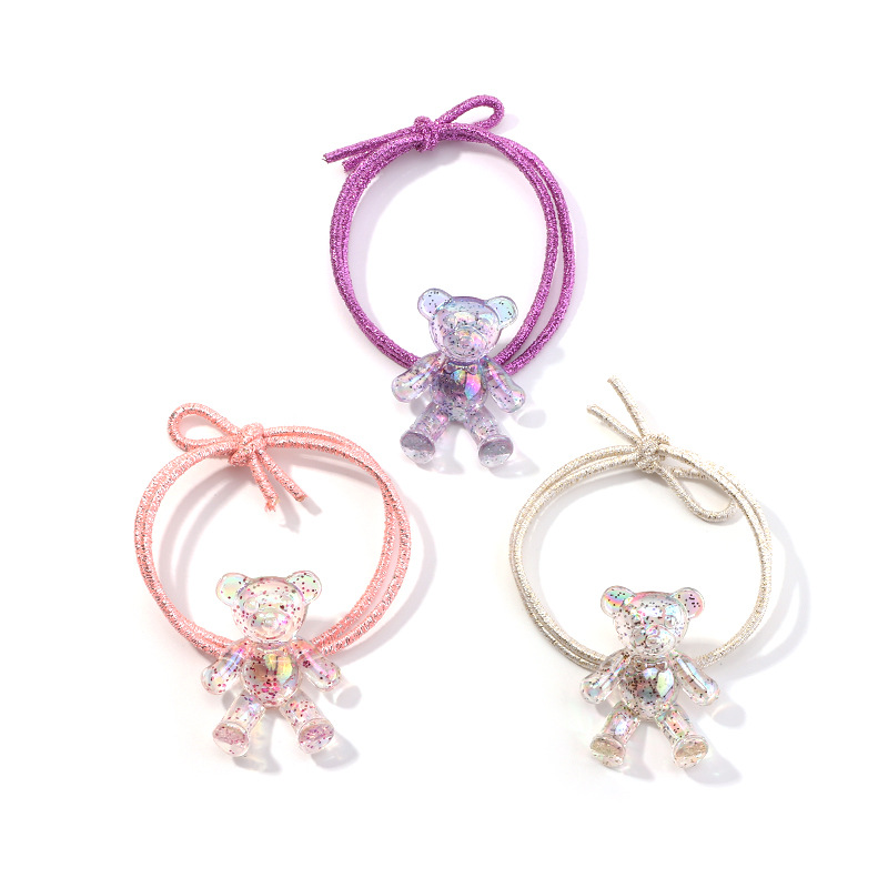 Fashion Transparent Bear Cute Cartoon Hair Accessories Head Rope Rubber Band Set display picture 6