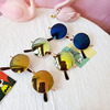 Children's fashionable sunglasses, retro metal glasses, Korean style