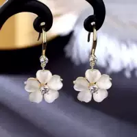 Серьги (универсальные) E945 цветок — цветок кошачьего глаза, серьги из S925 серебра, стиль блогера