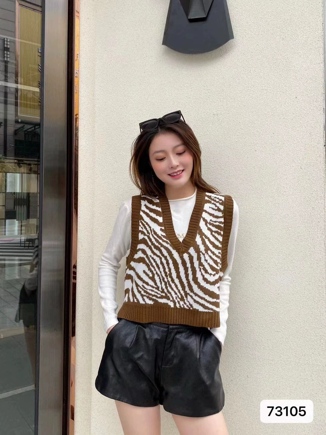Demi-season vest, tank top, jacket, knitted winter sweater, autumn, loose fit, oversize, Korean style, V-neckline