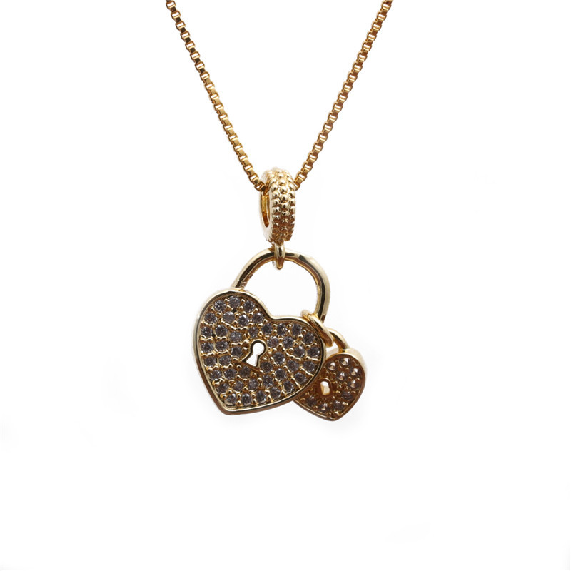 Micro-inlaid Zircon Heart Pendant Necklace display picture 1
