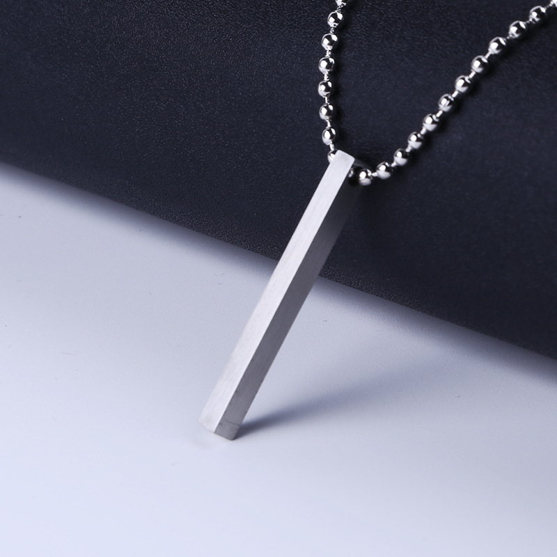 Stainless steel Three-dimensional long column titanium steel pendant lettering sweater necklace keychain laser advertising logo gift