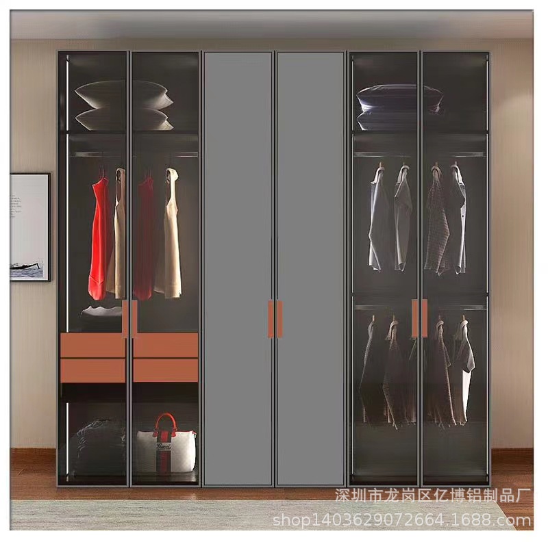 Glass Swing Closet door Wine cabinet swing door Narrow Glass Closet door aluminium alloy Glass Closet door