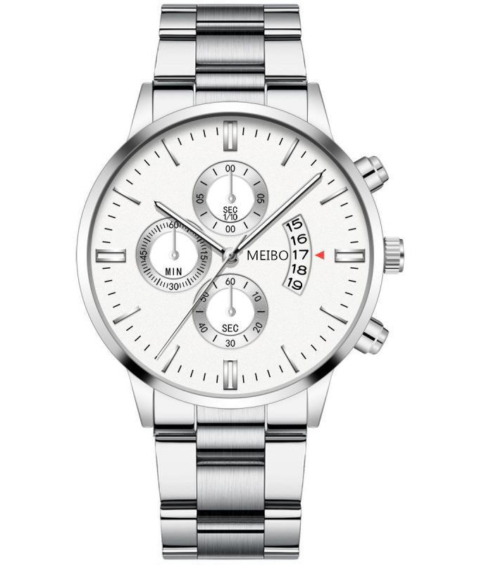 Ceas bărbătesc la modă din oțel inoxidabil, calendar de lux, model business pentru agrement, cataramă pliabilă cu curea din oțel, modern și dominant._voghion.com