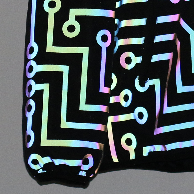 Men's Jacket Reflective Laser Circuit Pattern Hooded Windbreaker_voghion.com