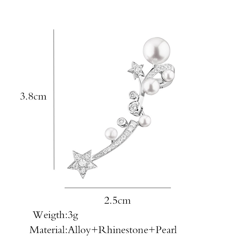 Korean Fashion Pearl Five-pointed Star Diamond Earrings display picture 6