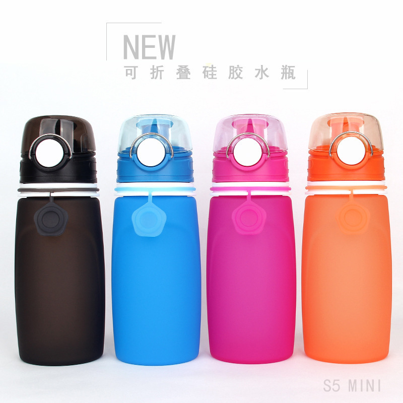 new pattern silica gel Curly Water bottle outdoors Climb fold kettle Bodybuilding motion Hydration Portable Portable