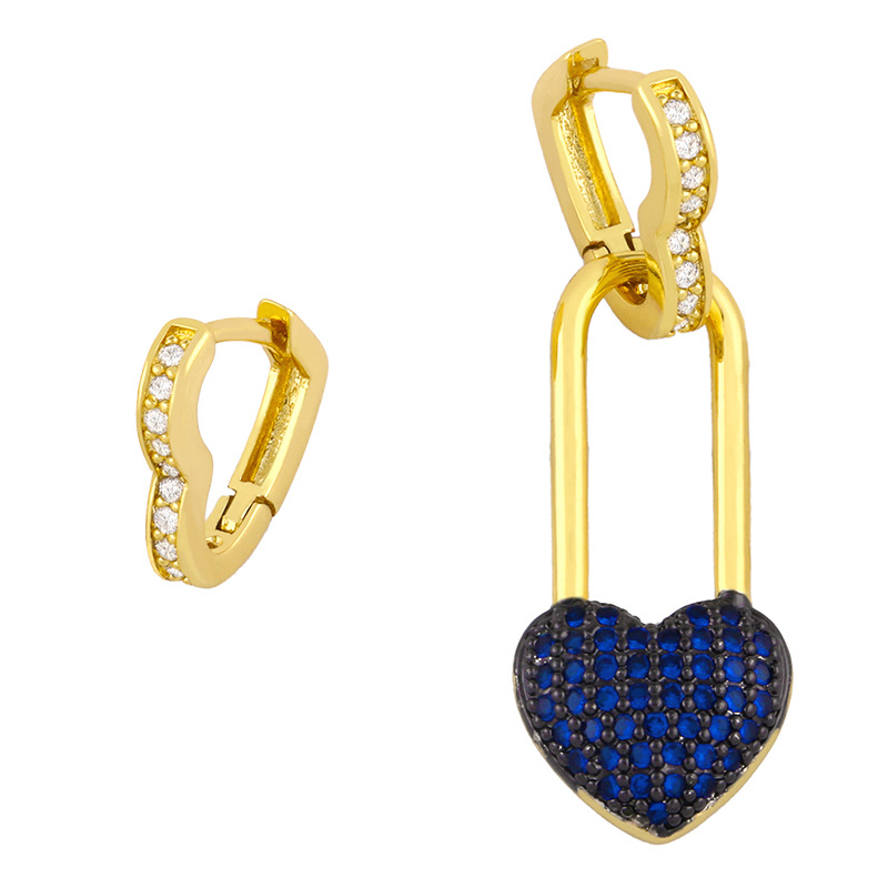 Asymmetrical Diamond Fashion Heart Earrings display picture 4