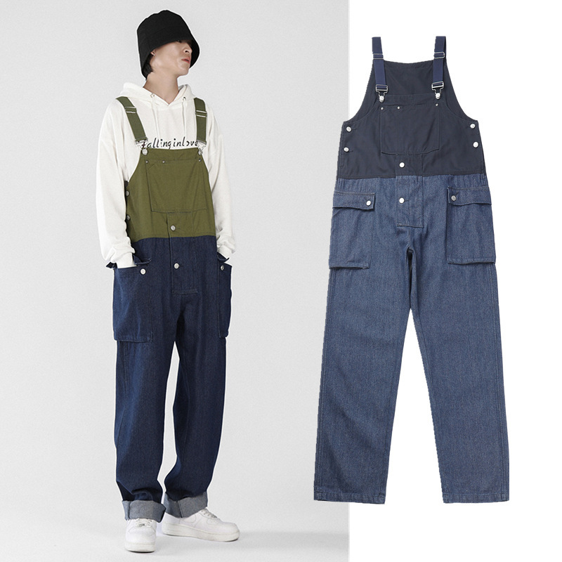Overalls Jumpsuit Men's Sling Denim Trousers American Style Trendy Brand Workers' Work Clothes Loose Casual Overalls