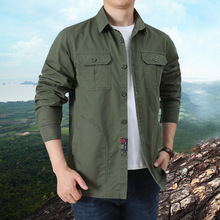 2020男式夹克纯棉外套新款休闲夹克衫中年男装多袋衬衫厂家208557