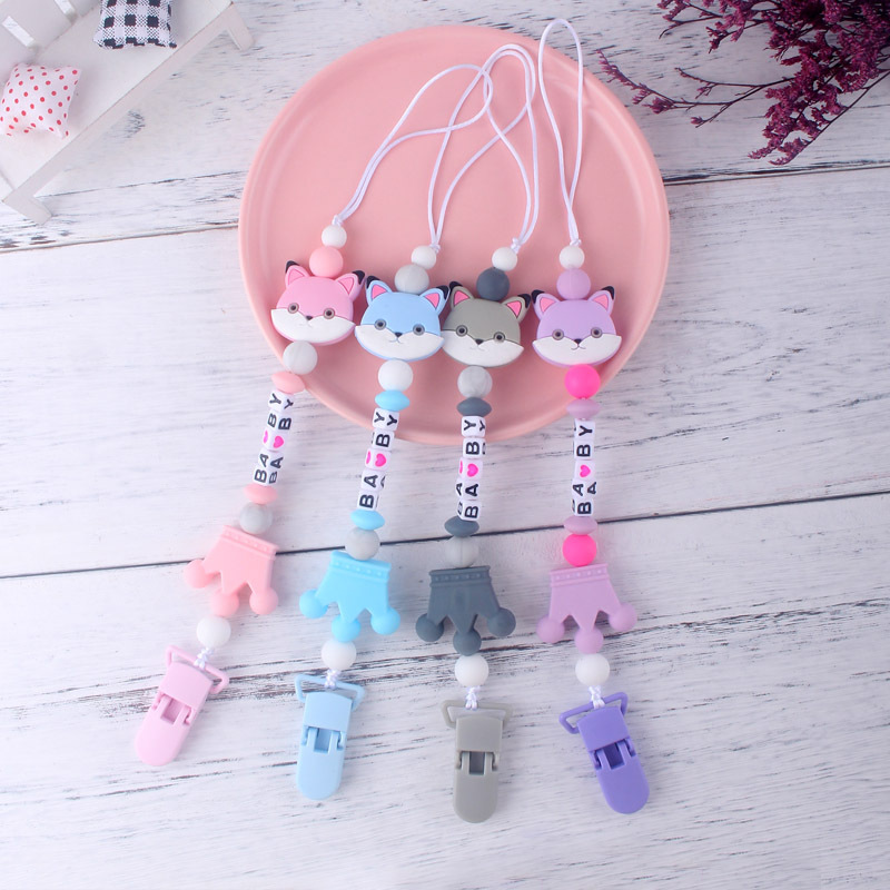 Directo de fábrica de silicona chupete cadena bebé zorro de silicona mordedor juguete molar AliExpress Amazon comercio exterior