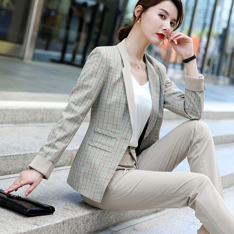 Quality retro classic autumn fitted classic suit jacket