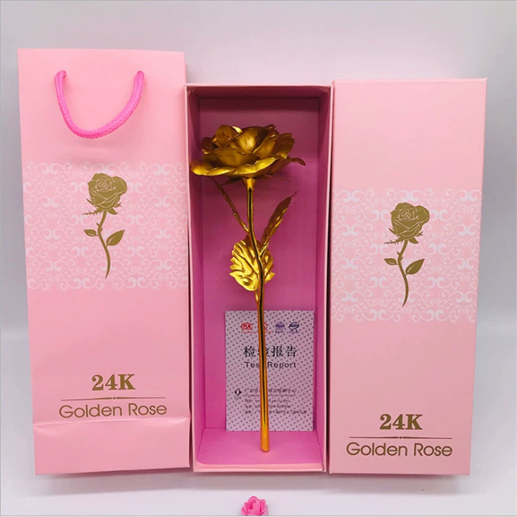 Золотистое покрытие розы, роза из 24K фольги, декоративная, в подарочной коробке, 25 см
