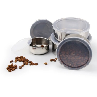 Cross border Exit Stainless steel 5 Set of parts Crisper circular Fresh Bowl seal up storage box gift tableware wholesale