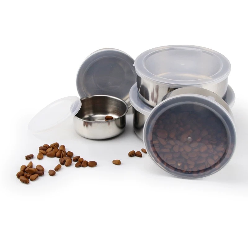 Cross border Exit Stainless steel 5 Set of parts Crisper circular Fresh Bowl seal up storage box gift tableware wholesale