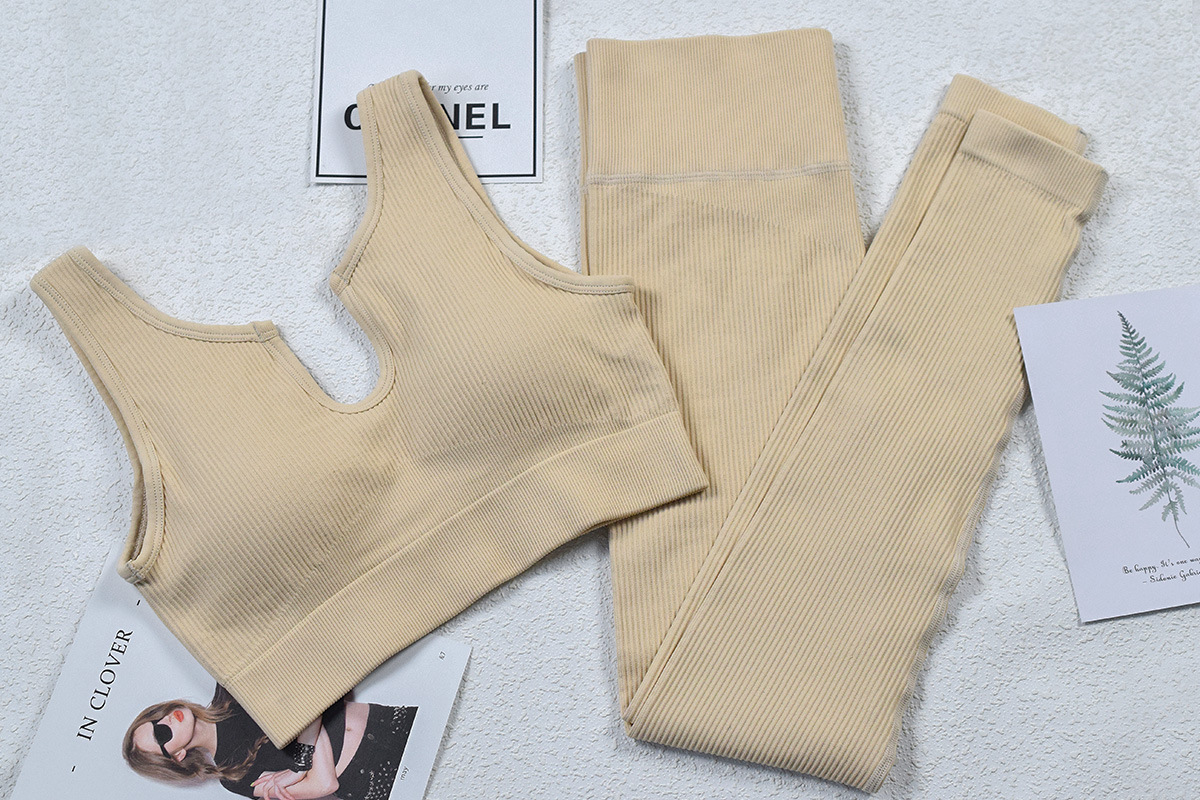 Seamless Knitted Sexy Sports Vest PantsYoga Clothes Fitness Suit in Sports Sets