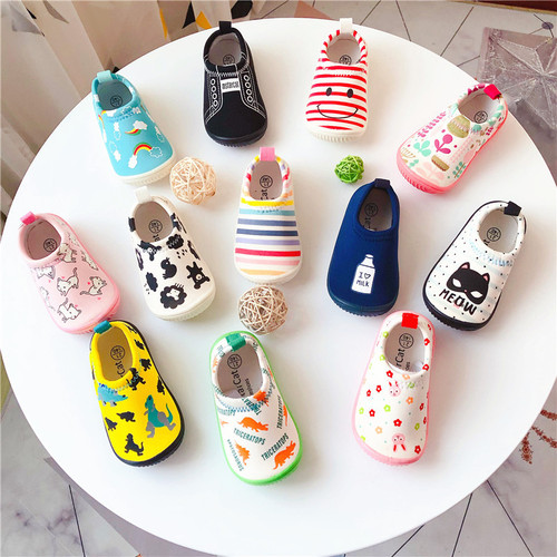 Japanese single spring and autumn new kindergarten baby toddler shoes children's elastic canvas shoes one-legged boys' and girls' shoes