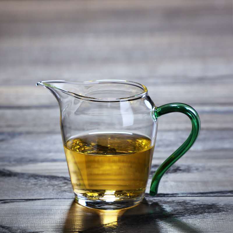 高硼硅玻璃公道杯加厚彩把茶海功夫茶具分茶器茶道配件日式均杯