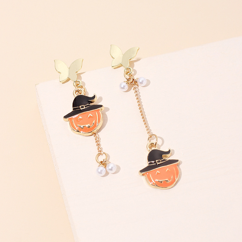 Halloween Pumpkin Elements Earrings Wholesale Nihaojewelry display picture 3