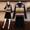 Big size dress 2020 new pattern Western style Knitwear Vest High collar Dress Show thin Two piece set