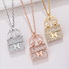 Bag, golden necklace with letters, brand jewelry, diamond encrusted, internet celebrity, pink gold