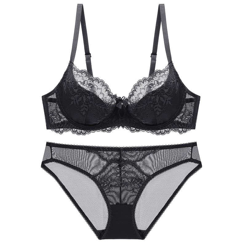 Sexy Lace Bra And Brief Set For Women With Large Chest Support_voghion.com