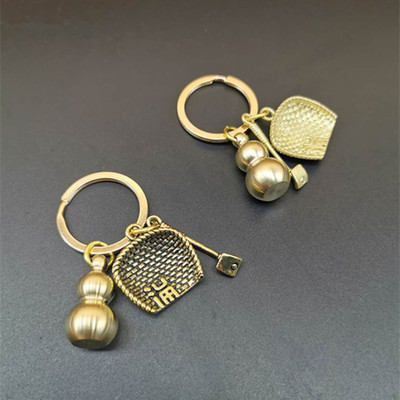 Chinese style Retro brass Dustpan gourd Key buckle Pendant Accessories originality automobile key Pendants