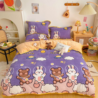 秋冬新款魔法绒四件套冬季保暖宝宝绒四件套卡通可爱床上用品|ms