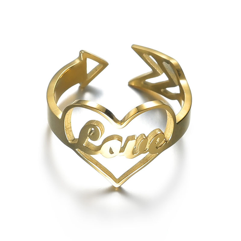 Fashion Love Titanium Steel Letter Open Ring display picture 5