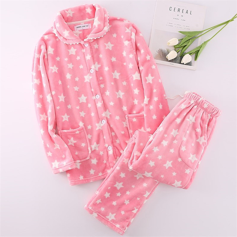 Women's Flannel Warm suit Plus Fertilizer plus size Coral Fleece Casual Home Wear Thickened Long Sleeve Trousers Factory Wholesale Women's Flannel Warm suit Plus Fertilizer plus size Coral Fleece Casual Home Wear Thickened Long Sleeve Trousers Factory Wholesale