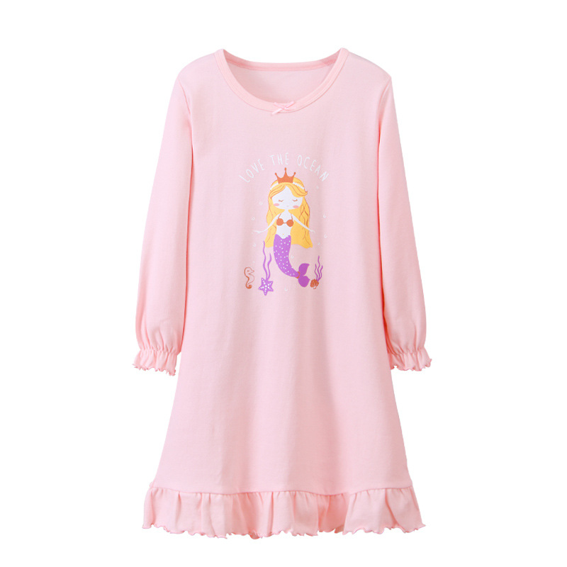 2021 새로운 가을 겨울 긴팔 면 잠옷, 통기성, 땀 흡수성, 부모-자식 가정복, 여아 잠옷, 에어컨 옷
