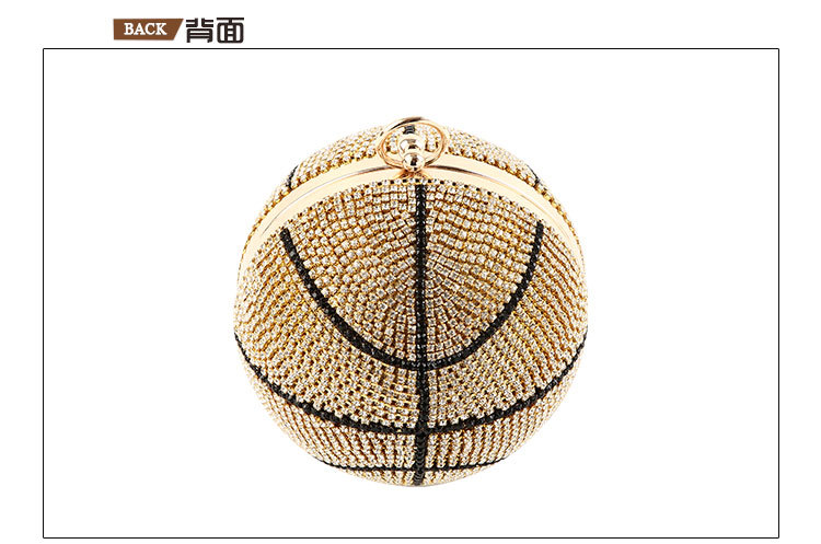 Creative Basketball Dinner Bag Handmade Diamond Evening Bag Spherical Clutch display picture 4