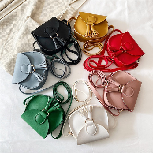New mini children's bag, Korean style cute princess bag, one-shoulder cross-body baby bag, toddler tassel decorated small shoulder bag