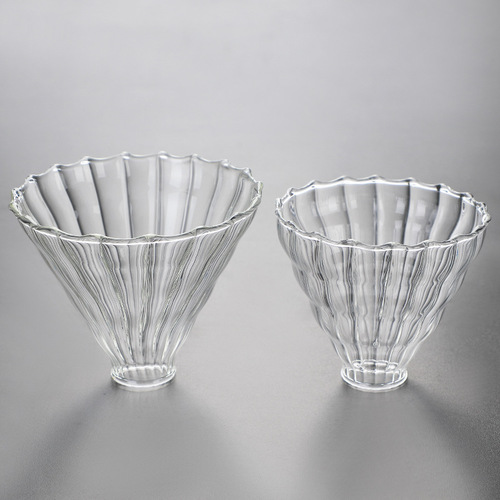 Manufacturer supplies thickened handmade glass coffee funnel V60 drip filter cup striped glass coffee filter